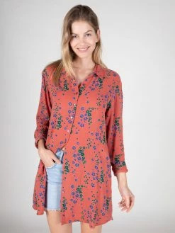 Natural Life Georgia Gauze Shirt Dress - Red Green Floral -Natural Life Shop 1A2A0052