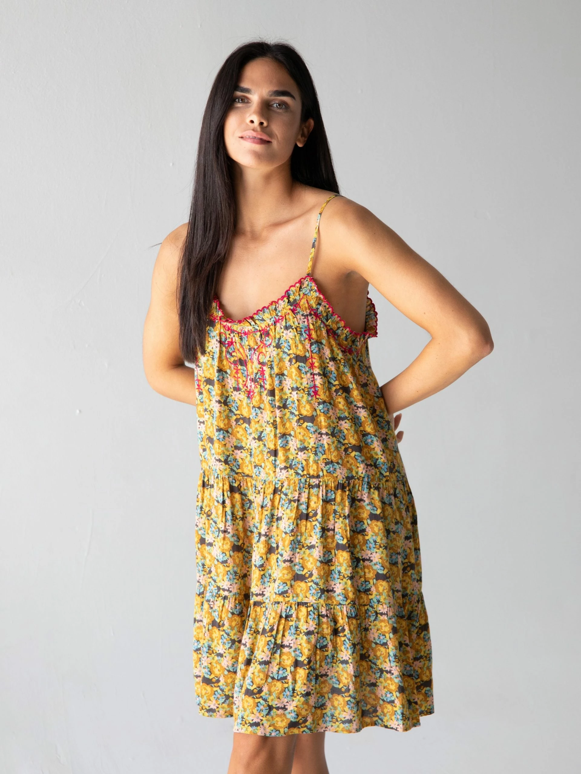 Natural Life Embroidered Harley Dress - Gold Floral 4 Natural Life Embroidered Harley Dress - Gold Floral - Image 2