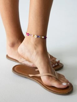 Natural Life Boho Beaded Daisy & Pearl Anklet