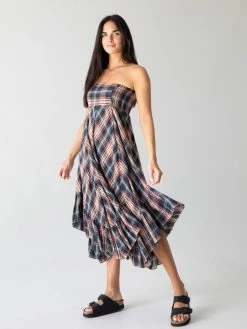 Natural Life Feelin' Alive Convertible Midi Skirt - Navy Plaid -Natural Life Shop 1A2A0668