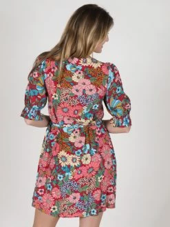 Natural Life Sophia Wrap Dress - Blue Red Floral -Natural Life Shop 1A2A3392