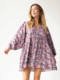 Natural Life Oversized Lace Tunic - Pink Calico