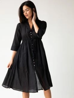 Natural Life Chloe Woven Midi Dress - Black -Natural Life Shop 1A2A4331