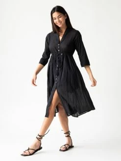 Natural Life Chloe Woven Midi Dress - Black -Natural Life Shop 1A2A4343 6df7c480 f53a 44b1 b3f0 ee2966b3e541