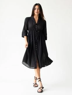 Natural Life Chloe Woven Midi Dress - Black -Natural Life Shop 1A2A4364