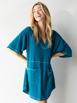 Natural Life Charlie V-Neck Dress - Lyon Blue -Natural Life Shop 1A2A4452