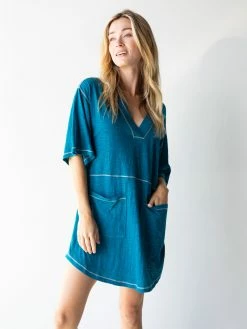 Natural Life Charlie V-Neck Dress - Lyon Blue