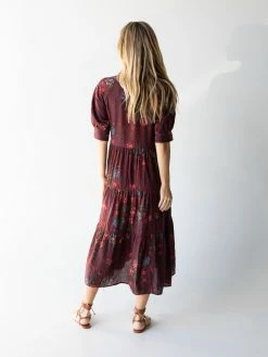 Natural Life Rebecca Tiered Dress - Burgundy Floral -Natural Life Shop 1A2A4515