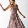 Natural Life Megan Smocked Midi Dress - Cream Pink Floral -Natural Life Shop 1A2A4649