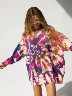 Natural Life Taylor Oversized Sweater - Sunrise Tie-Dye