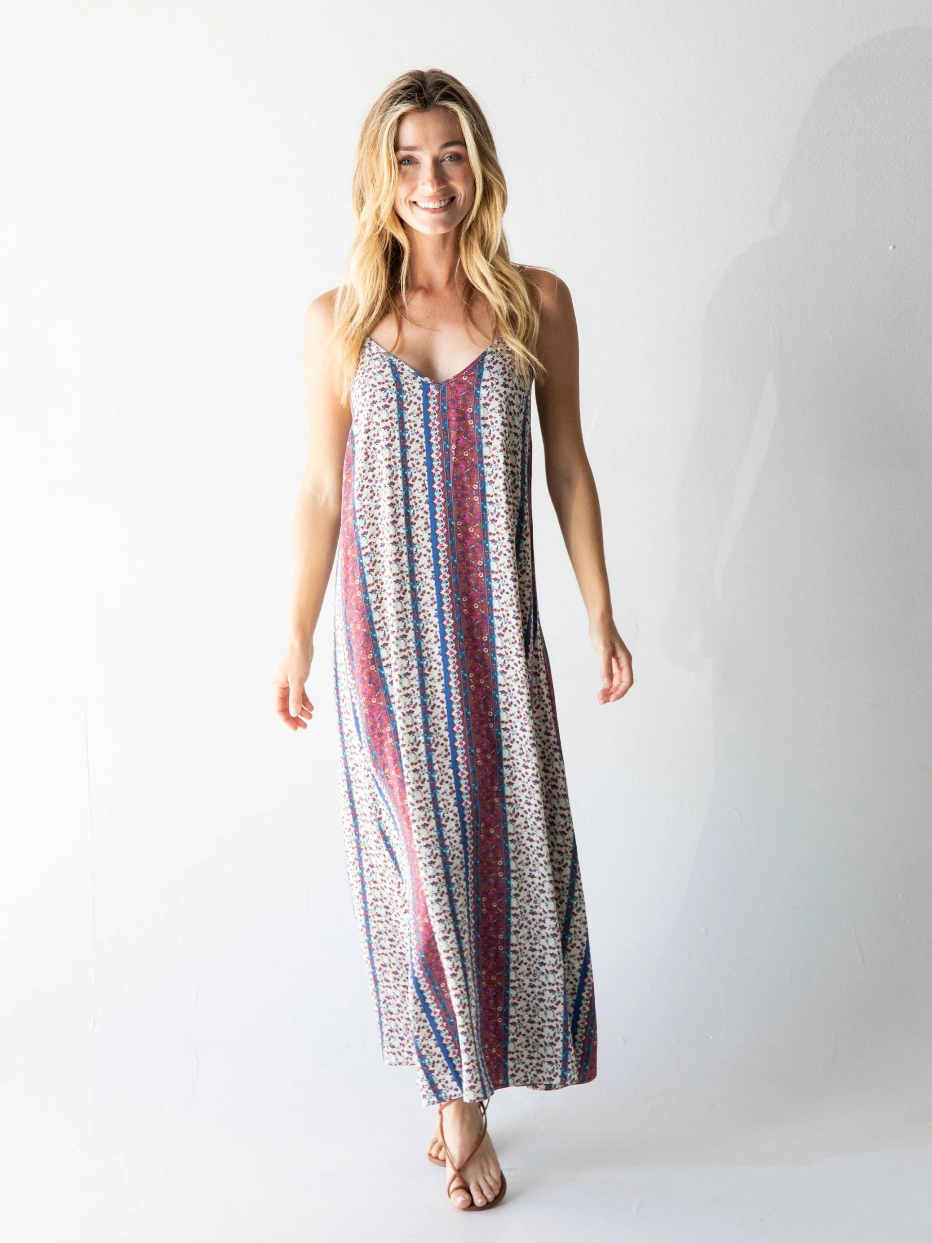 Natural Life Gracie V-Neck Slip Dress - Tan Stripe 3 Natural Life Gracie V-Neck Slip Dress - Tan Stripe