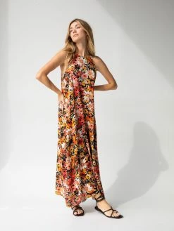 Natural Life Katie Sleeveless Maxi Dress - Pink Mustard Floral