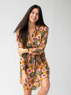 Natural Life Georgia Shirt Dress - Orange Pink Floral -Natural Life Shop 1A2A5492