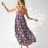 Natural Life Bailey Maxi Dress - Navy Red Mix Print
