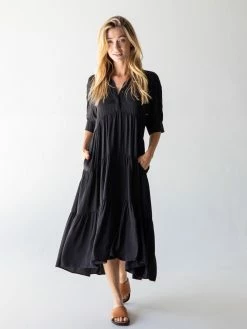 Natural Life Rebecca Tiered Dress - Black
