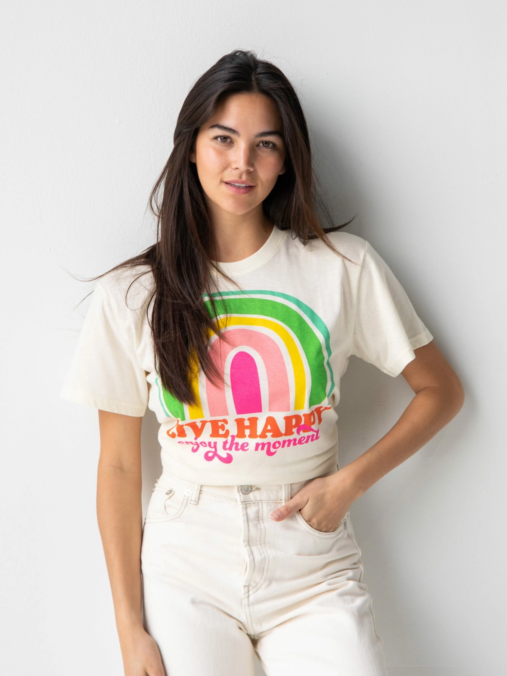 Natural Life Boyfriend Tee Shirt - Live Happy Rainbow 5 Natural Life Boyfriend Tee Shirt - Live Happy Rainbow - Image 3