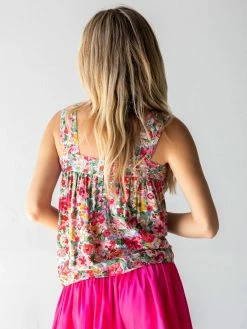 Natural Life Kate Pleated Tank Top - Bright Pink Floral 11 Natural Life Kate Pleated Tank Top - Bright Pink Floral -Natural Life Shop 1A2A5903 20copy