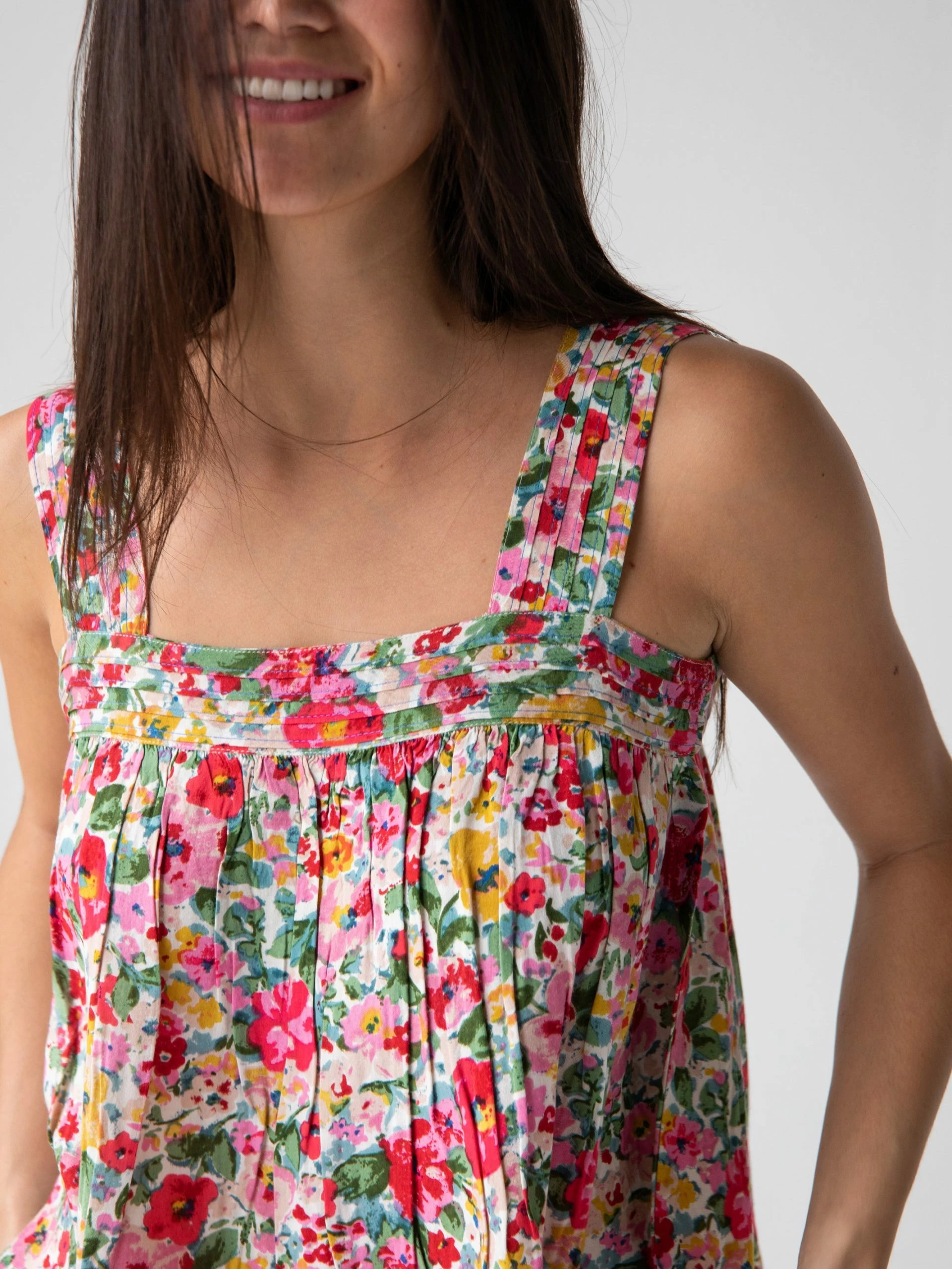 Natural Life Kate Pleated Tank Top - Bright Pink Floral 5 Natural Life Kate Pleated Tank Top - Bright Pink Floral - Image 3