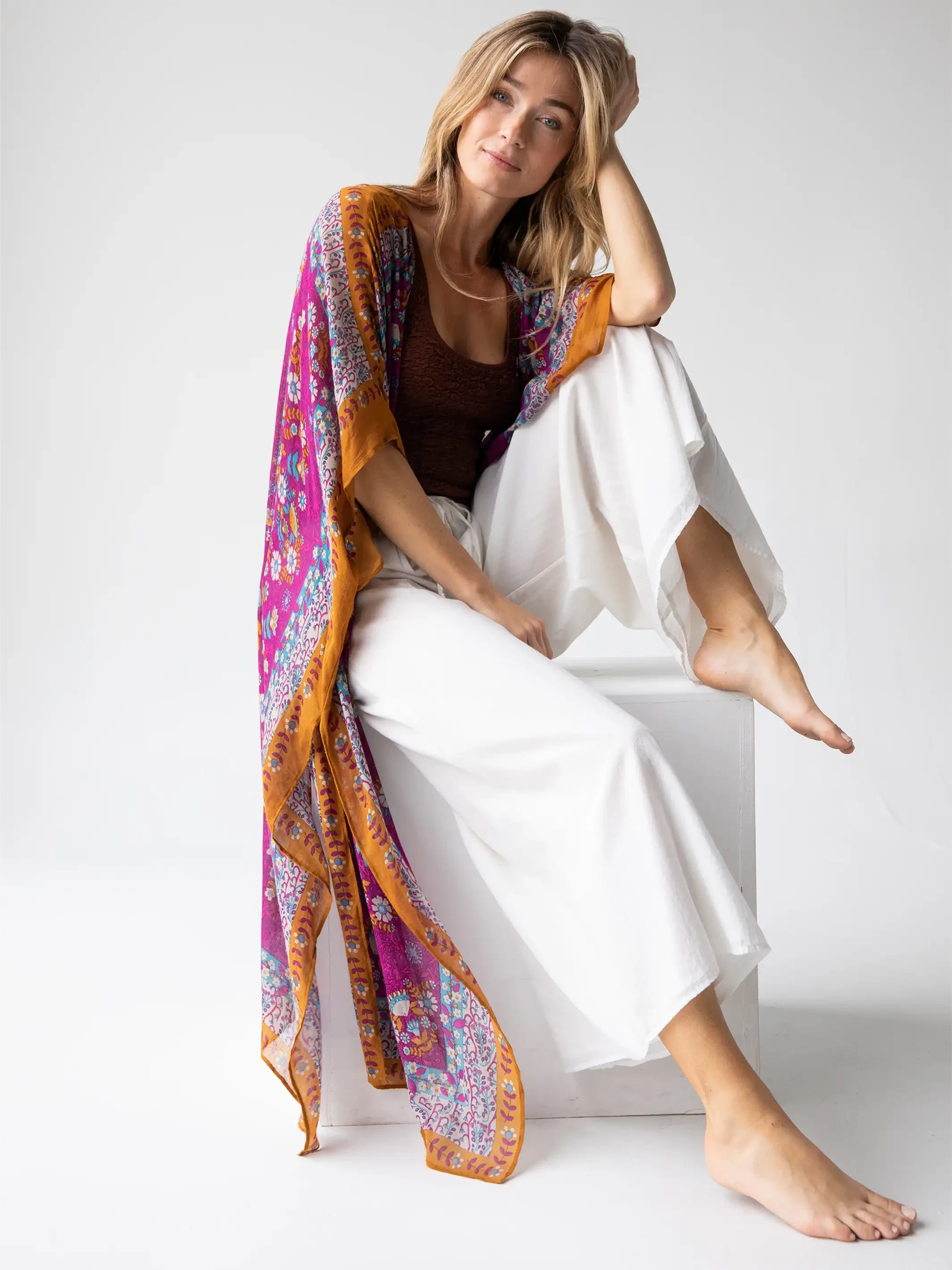 Natural Life Kelsey Kimono - Purple Mustard Mandala 5 Natural Life Kelsey Kimono - Purple Mustard Mandala - Image 3