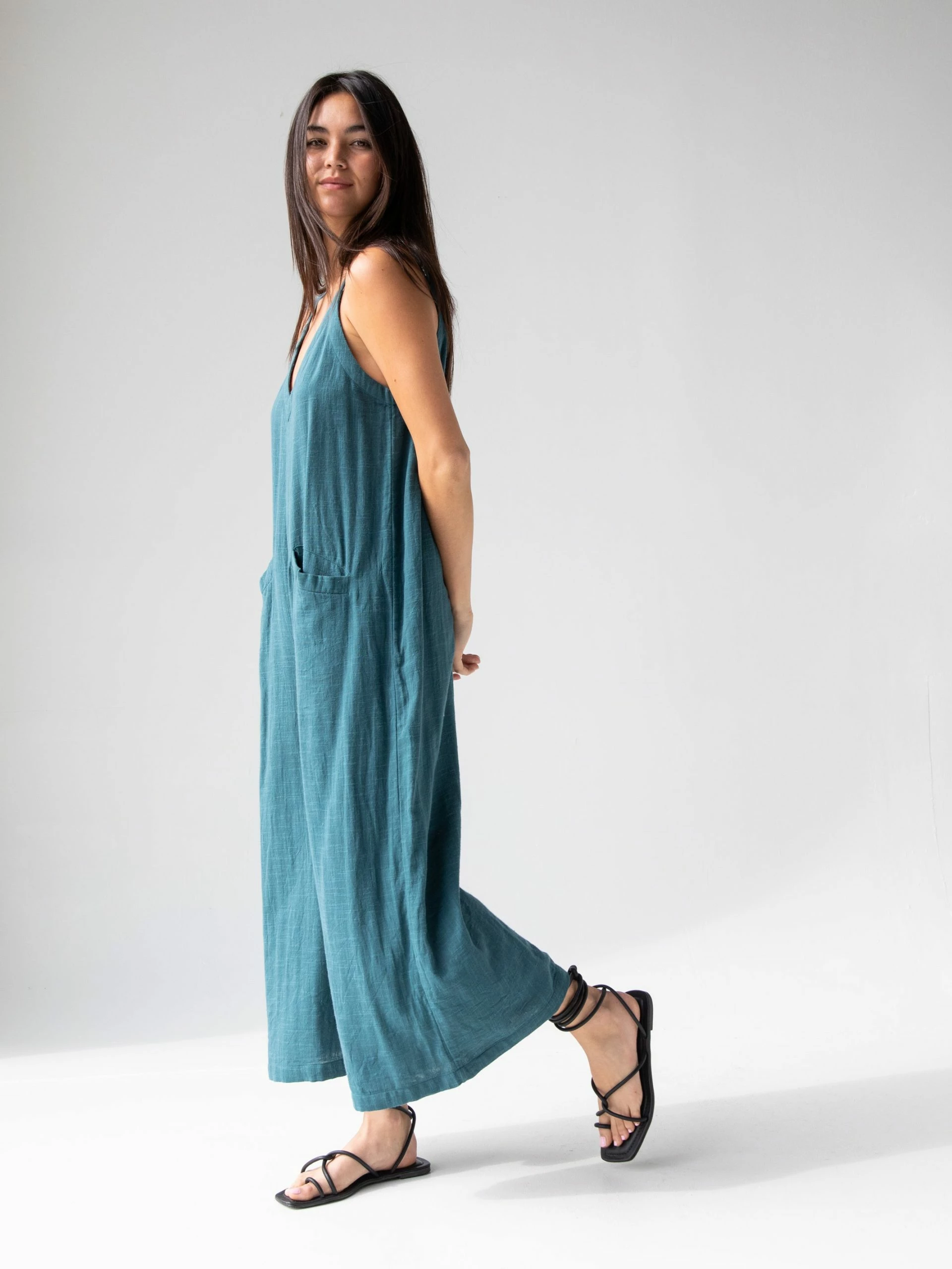Natural Life Chelsea Cotton Jumpsuit - Teal 6 Natural Life Chelsea Cotton Jumpsuit - Teal - Image 4