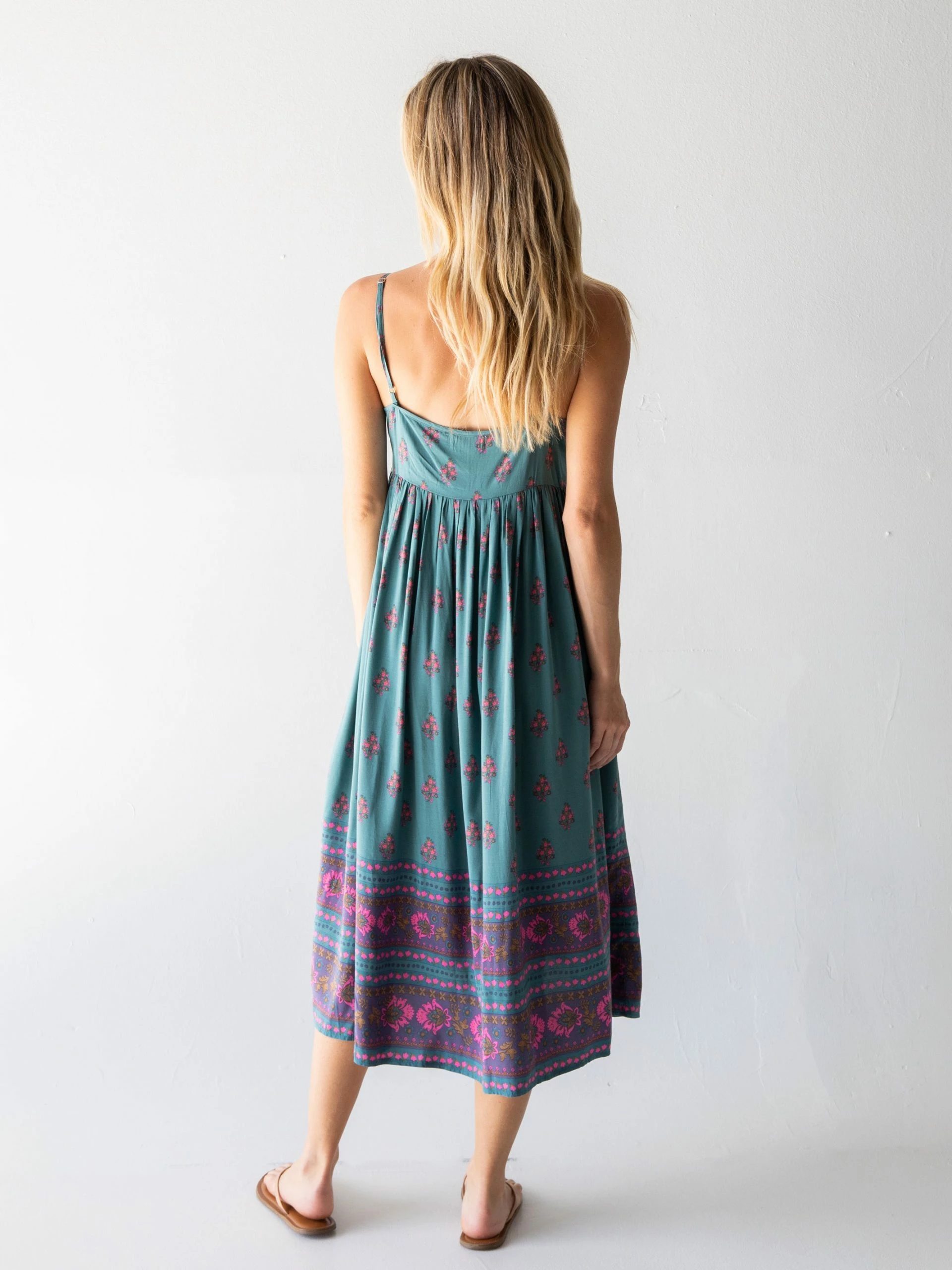 Natural Life Gigi Midi Dress - Teal Floral Border 7 Natural Life Gigi Midi Dress - Teal Floral Border - Image 5