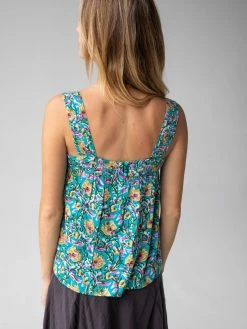Natural Life Kate Pleated Tank Top - Turquoise Floral 7 Natural Life Kate Pleated Tank Top - Turquoise Floral -Natural Life Shop 1A2A6255