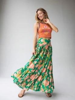 Natural Life Hanna Convertible Maxi Skirt - Green Coral Floral