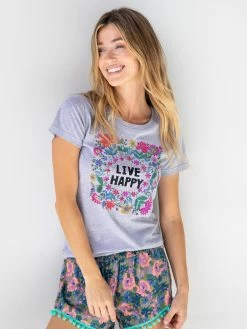Natural Life Perfect Fit Tee Shirt - Live Happy Wreath