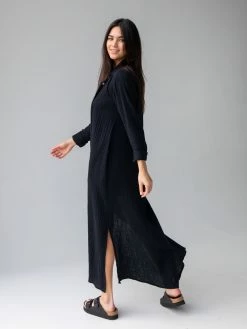 Natural Life Drew Gauze Shirt Dress - Black -Natural Life Shop 1A2A7355
