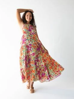 Natural Life Halle Printed Halter Maxi Dress - Fuschia Floral -Natural Life Shop 1A2A8123