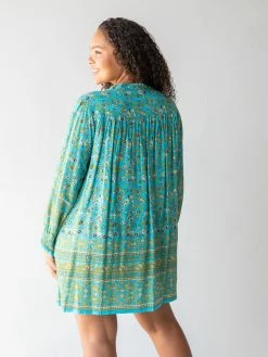 Natural Life Dara V-Neck Mini Dress - Green Turquoise Border 12 Natural Life Dara V-Neck Mini Dress - Green Turquoise Border -Natural Life Shop 1A2A8232