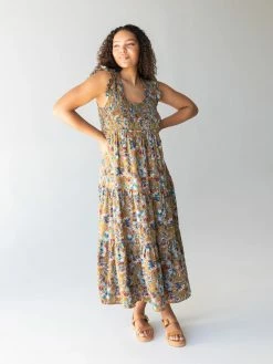 Natural Life Olivia Smocked Maxi Dress - Olive Floral -Natural Life Shop 1A2A8920 20copy
