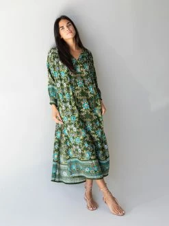 Natural Life Dara Woven Maxi Dress - Olive Floral Border 10 Natural Life Dara Woven Maxi Dress - Olive Floral Border -Natural Life Shop 1A2A9541