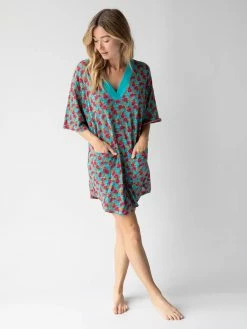 Natural Life Charlie V-Neck Dress - Red Blue Floral