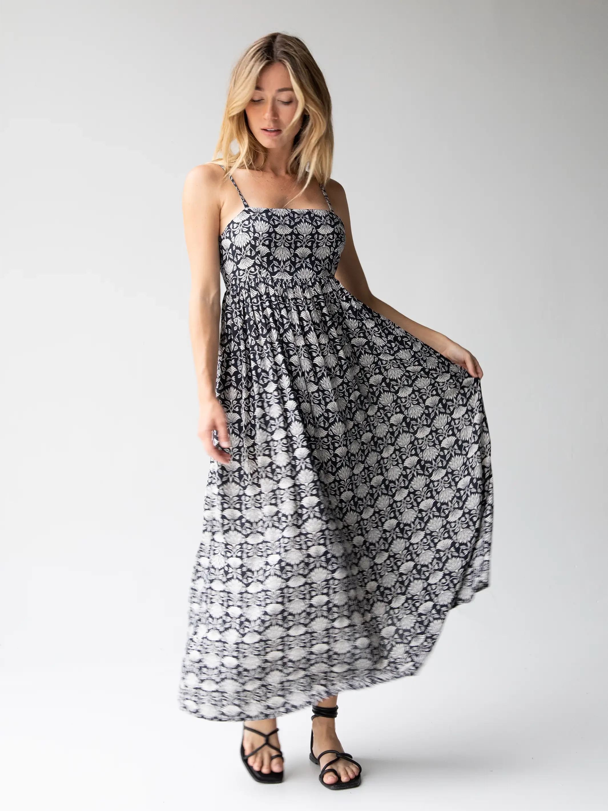 Natural Life Bailey Maxi Dress - Black Floral Vines 8 Natural Life Bailey Maxi Dress - Black Floral Vines - Image 6