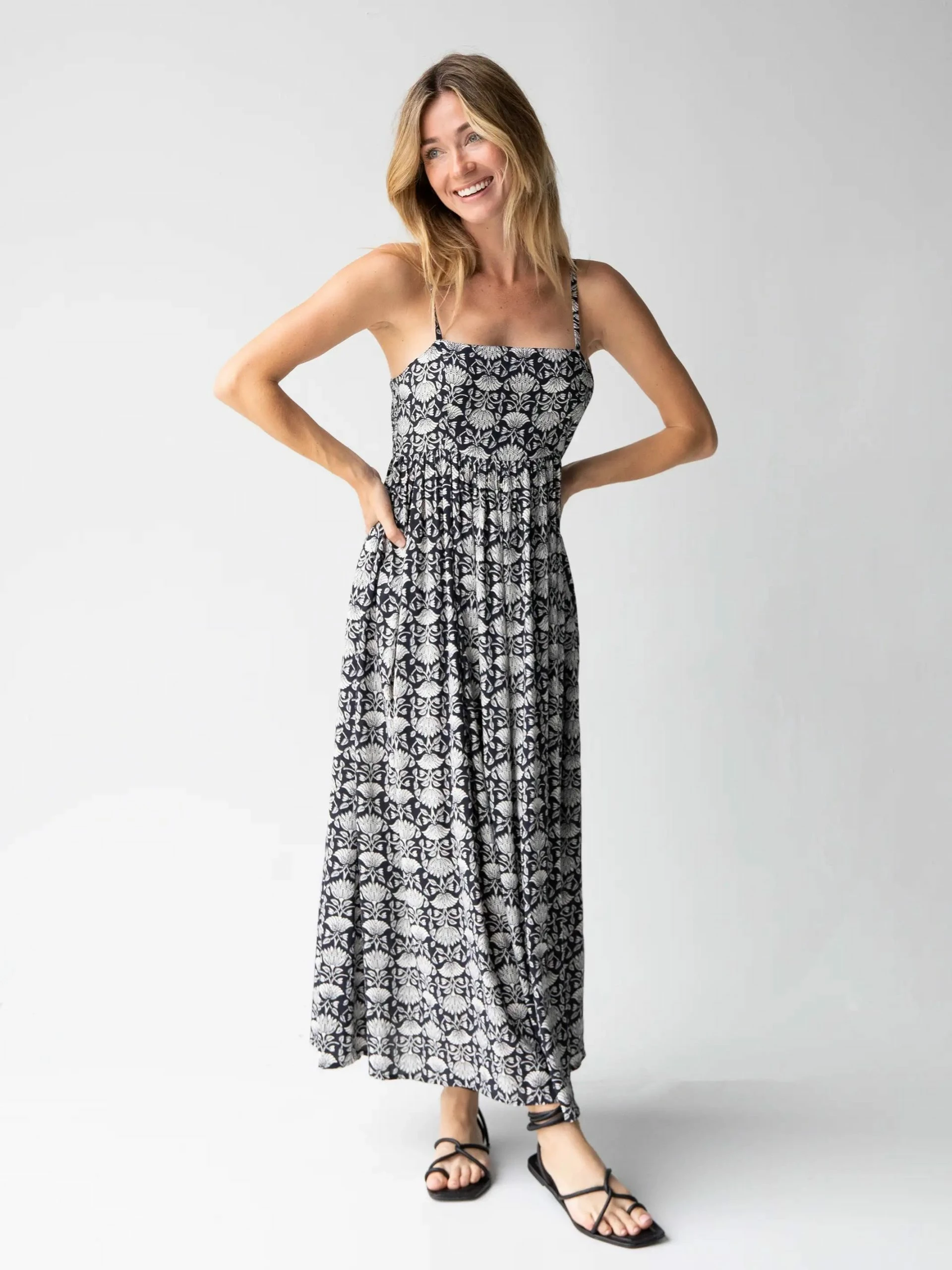 Natural Life Bailey Maxi Dress - Black Floral Vines 3 Natural Life Bailey Maxi Dress - Black Floral Vines