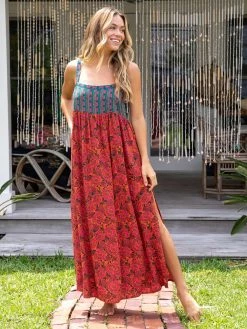 Natural Life Patti Side Slit Maxi Dress - Red Orange Mixed Print 13 Natural Life Patti Side Slit Maxi Dress - Red Orange Mixed Print -Natural Life Shop 484A0430