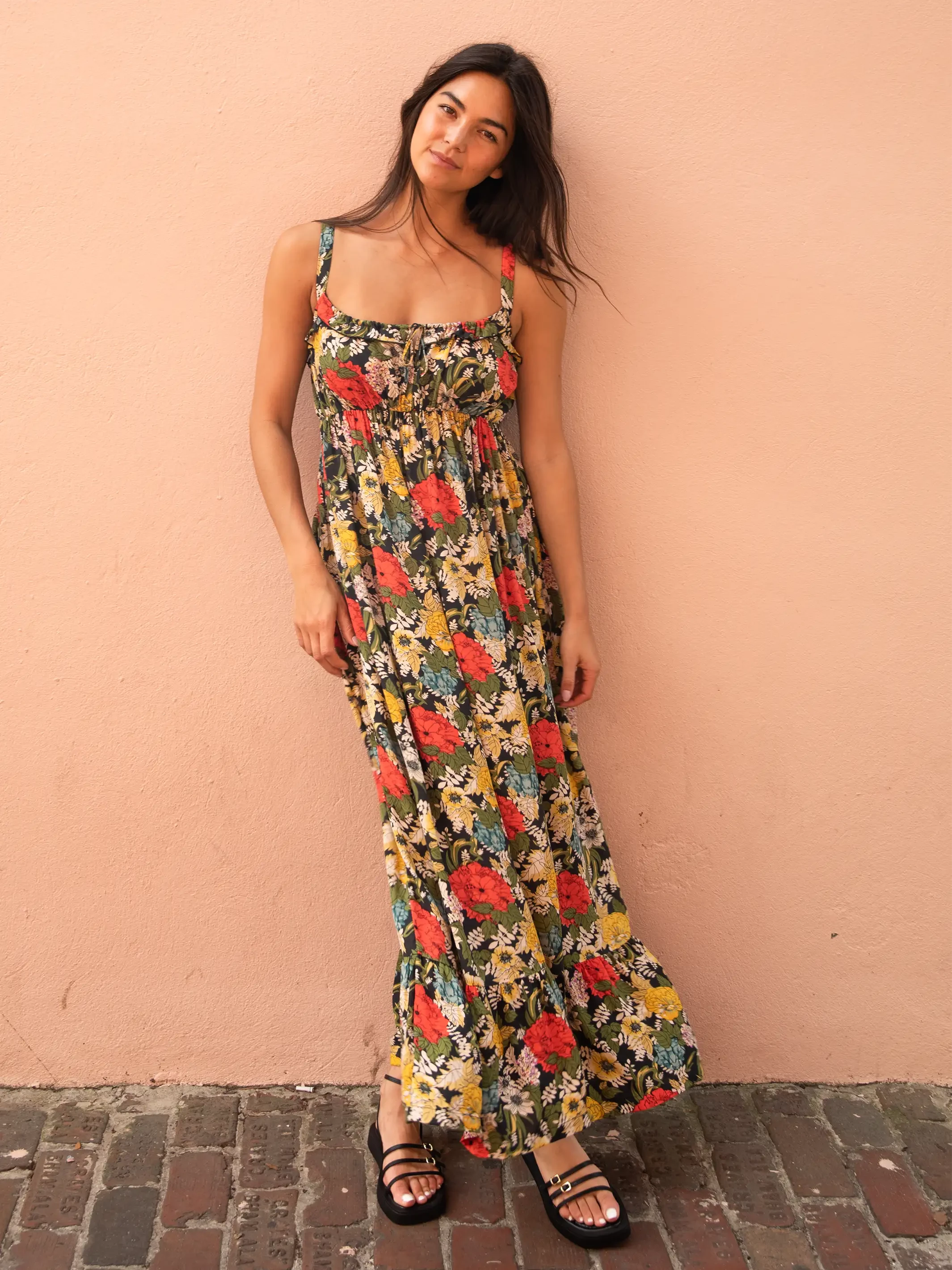 Natural Life Elizabeth Maxi Dress - Black Red Poppy 8 Natural Life Elizabeth Maxi Dress - Black Red Poppy - Image 6