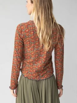 Natural Life Lily Printed Knit Long Sleeve Tee Shirt - Blue Red Vines -Natural Life Shop 484A0497 20copy