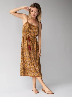 Natural Life Iris Tie-Waist Midi Dress - Paisley Print
