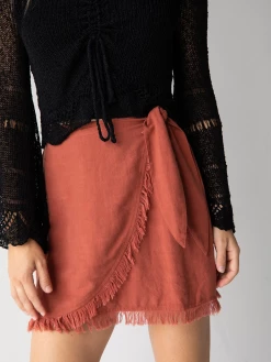 Natural Life Holly Mini Wrap Skirt - Rust