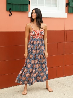 Natural Life Bailey Maxi Dress - Navy Red Mix Print -Natural Life Shop 484A1257 20copy