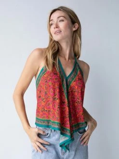 Natural Life Isla Halter Top - Burnt Orange Red Floral -Natural Life Shop 484A1292 20copy