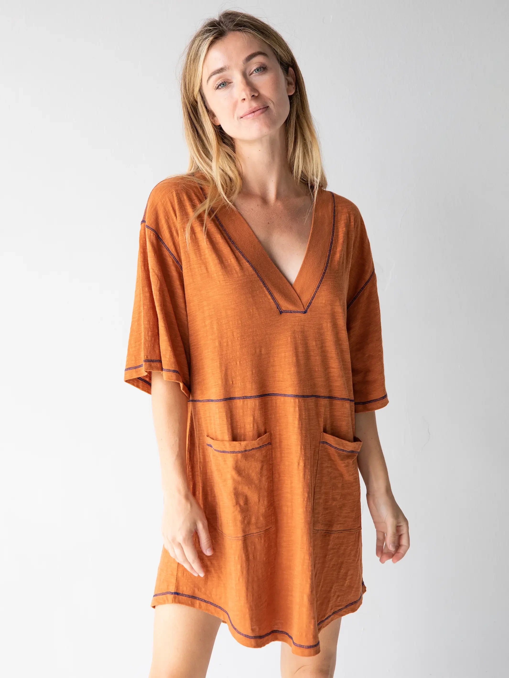 Natural Life Charlie V-Neck Dress - Burnt Orange 4 Natural Life Charlie V-Neck Dress - Burnt Orange - Image 2