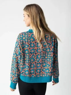 Natural Life Selah Printed Sweatshirt - Teal Dahlias -Natural Life Shop 484A2178 20copy