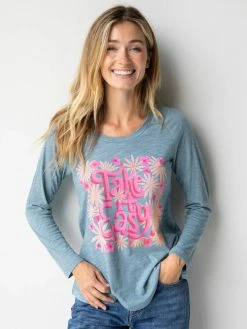 Natural Life Long Sleeve Boho Tee Shirt - Take It Easy