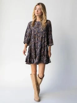 Natural Life Heidi Mini Dress - Navy Paisley