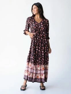 Natural Life Vivian Maxi Dress - Brown Cream Floral -Natural Life Shop 484A2585 20copy