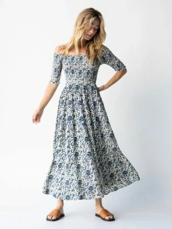 Natural Life Daisy Tiered Midi Dress - Ivory Blue Vines -Natural Life Shop 484A2616 20copy