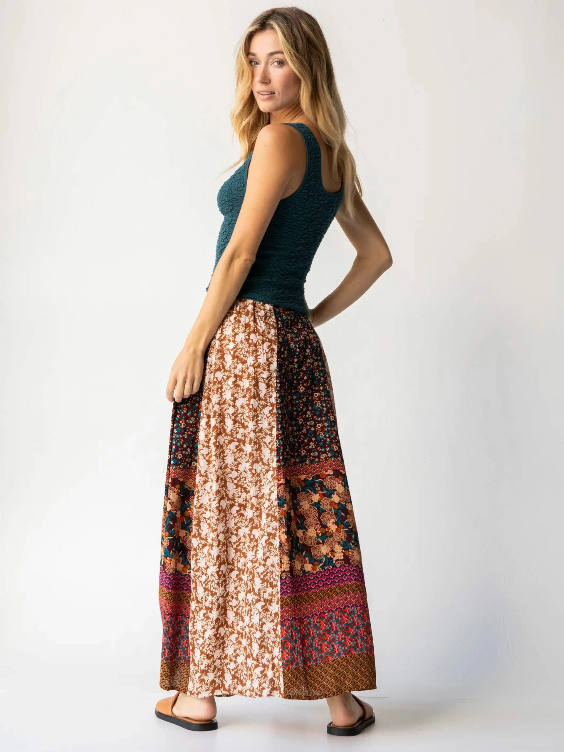 Natural Life Valentina Maxi Skirt - Brown Floral Mix 6 Natural Life Valentina Maxi Skirt - Brown Floral Mix - Image 4